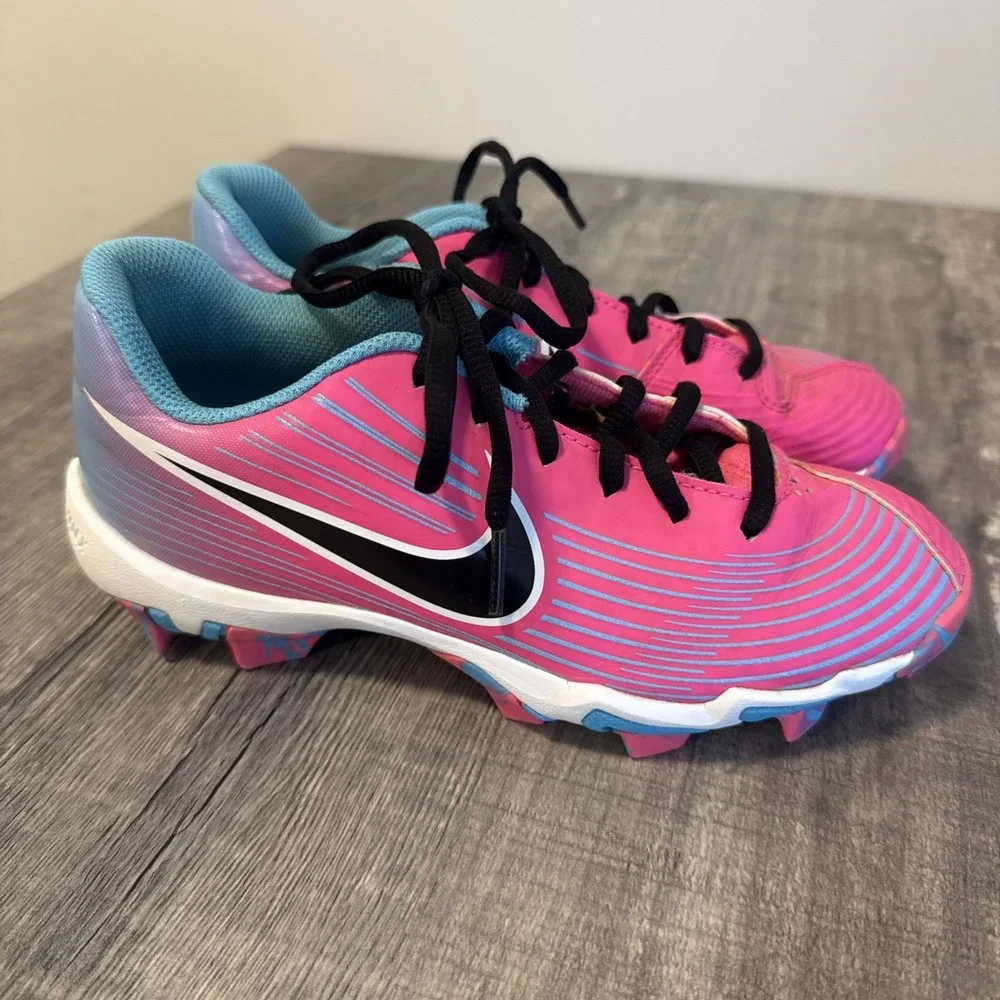 Nike Kids Hyper Diamond 3 Keystone Softball Cleats Pink/Black/Sky Blue Size 3Y